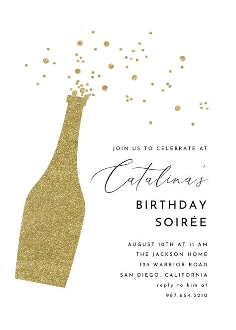 Glitter Bubbly Birthday Invitation Template Greetings Island