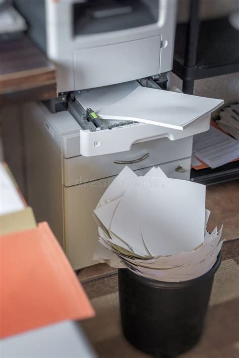 High Paper Consumption In An Office Stock Photo Image Of Dustbin