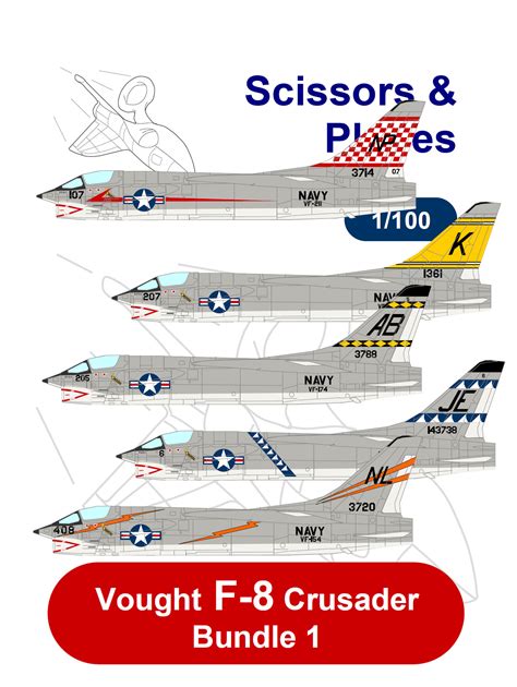 1 100 Snp Vought F 8 Crusader Bundle 1 Paper Model EcardModels