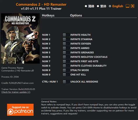 Commandos 2 - HD Remaster Trainer - FLiNG Trainer - PC Game Cheats and Mods