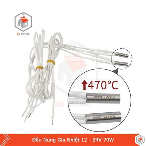 Mua Đầu Nung Gia Nhiệt Hotend 12V 24V 60W 70W 80W Dài 1 2 Mét Cho