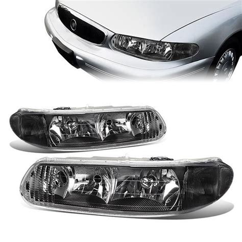 97 05 Buick Century Regal Headlights Black Housing Clear Corner