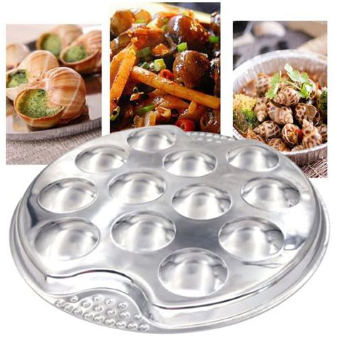 Zhaomeidaxi Escargot Dish Stainless Steel Snail Escargot Plate 12 Holes