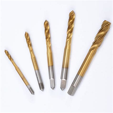 Katur Pcs M M M M M Titanium Coated Hss Spiral Flute Metric Taps