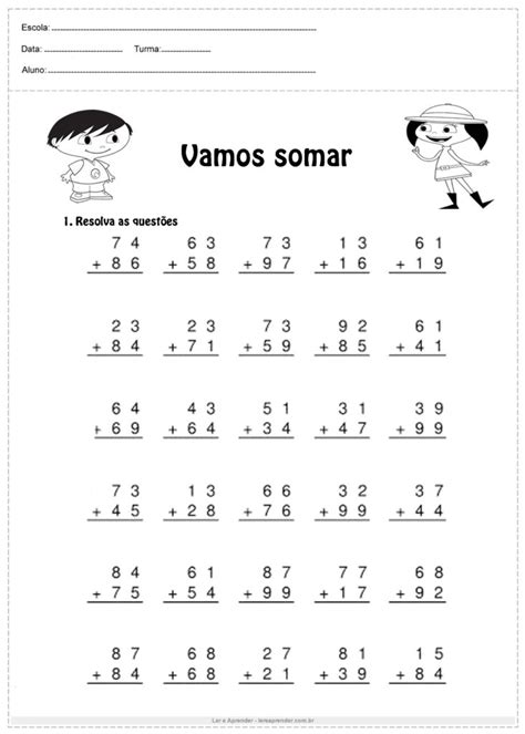 Atividades De Adição E Subtração Para O 3º Ano Para Imprimir