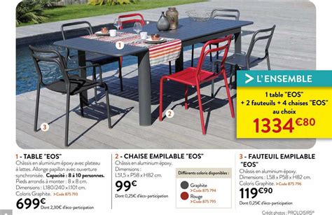 Promo Table Eos Chaise Empilable Eos Fauteuil Empilable Eos