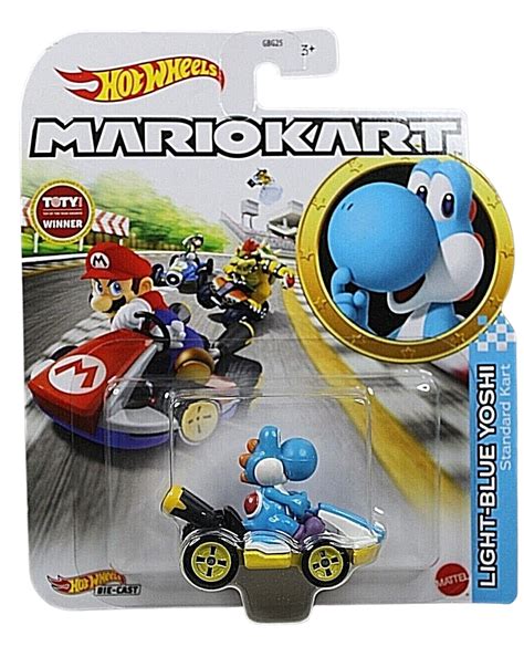 Hot Wheels Mario Kart Light Blue Yoshi 1 64 Diecast Mattel