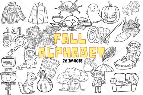 Fall Alphabet Clip Art Collection, Fall Things Clip Art, Fall School ...