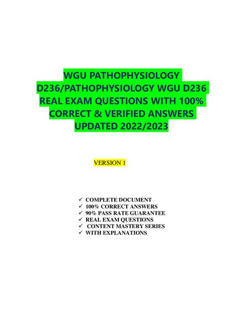 WGU Pathophysiology D236 Final Exam Latest Updated 2023 2024 DocMerit