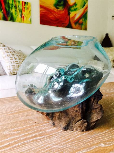 Molten Glass On Driftwood Arrangement Super Fast Shipping Air Etsy Unique Centerpieces Hand