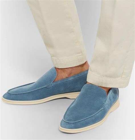 Loro Piana Summer Walk Suede Loafers Men Blue Loro Piana