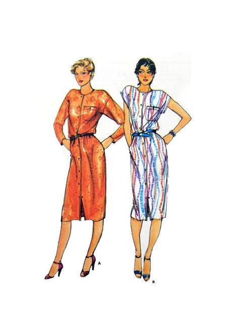 70s Butterick 3051 Loose Fitting Dress With Round Neckline And Etsy Loose Fitting Dresses