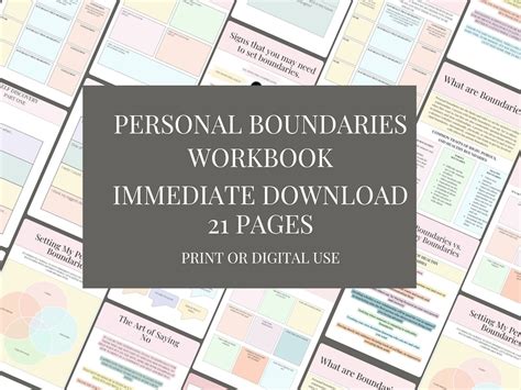 Boundaries Workbook Personal Boundaries Worksheets Self Help Self Love Journal Setting