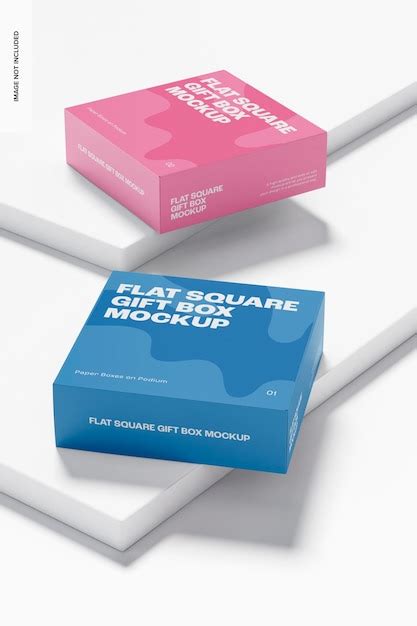 Premium PSD Flat Square Gift Boxes Mockup High Angle View