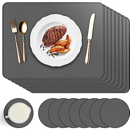 APLKER Placemats And Coasters Set Of 8 PU Leather Non Slip Washable