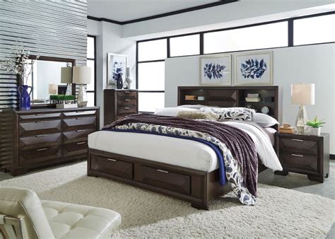 Brown Contemporary 4 Piece Queen Bedroom Set Newland Rc Willey