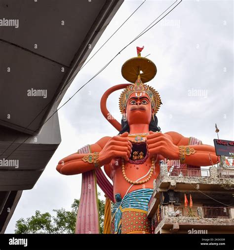 Big statue of Lord Hanuman near the delhi metro bridge situated near ...