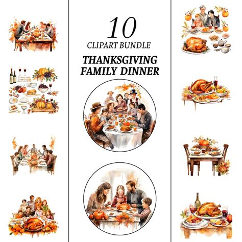 Thanksgiving Dinner Family Clipart, 10 High Quality Images, Dinner ...