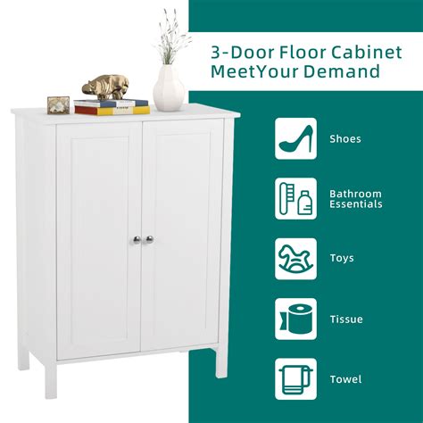 Casemiol Bathroom Floor Cabinet Freestanding Storage Cabinet With Double Doors And Shelf