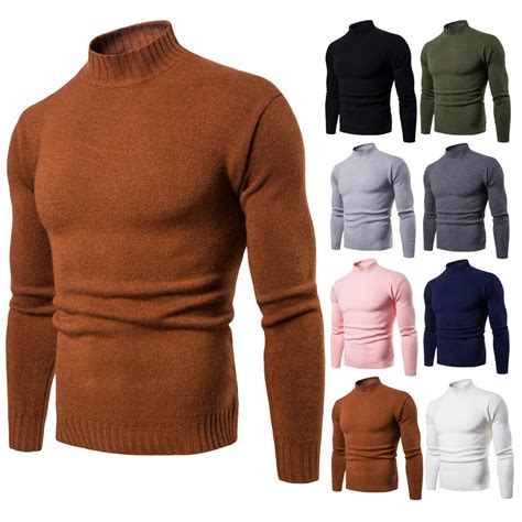 Solid Color Turtleneck Sweater Mens Clothing Fashion Designer Knitted Mens Sweaters Slim