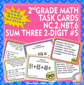 North Carolina Math Nc Nbt Nd Grade Task Cards Sum Three Digit