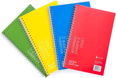 X 9 Inch 3 Subject Spiral Notebook Wide Ruled 120 Sheets Pack Of 96