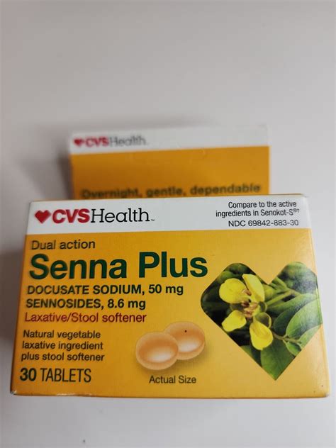 Cvs Health Senna Natural Vegetable Laxative Plus Stool Softener 30