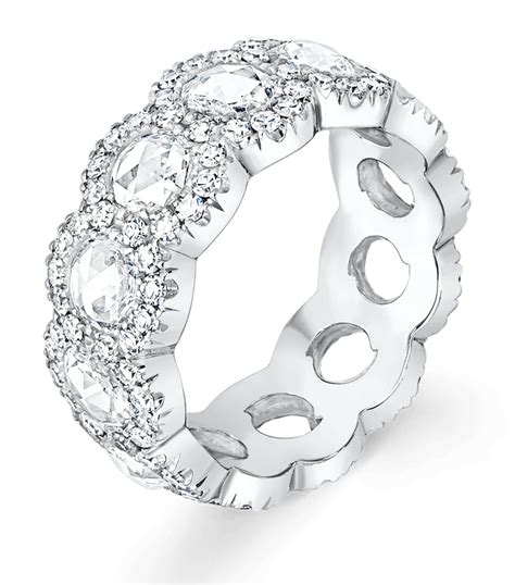 David Morris White Gold And Diamond Rose Cut Eternity Ring Harrods UK