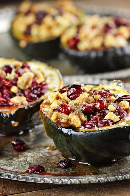 Stuffed Acorn Squash With Apples Nuts Cranberries Foodal