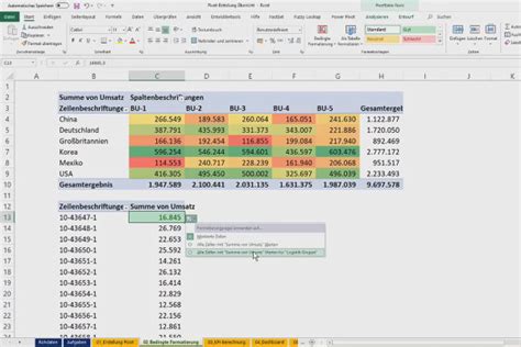 Pivot Tabellen In Excel Erstellen Und Formatieren Video Kurs