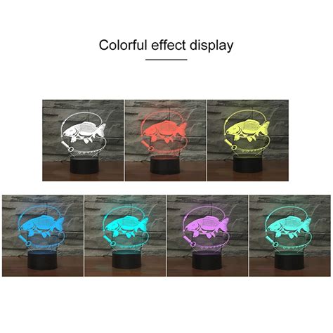 Fishing Black Base Creative 3D LED Decorative Night Light Powered By