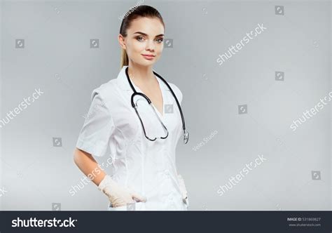 Beautiful Nurse Brown Hair Nude Make Stock Photo Shutterstock