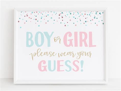 Boy Or Girl Please Wear Your Guess Sign Gender Reveal Decorations