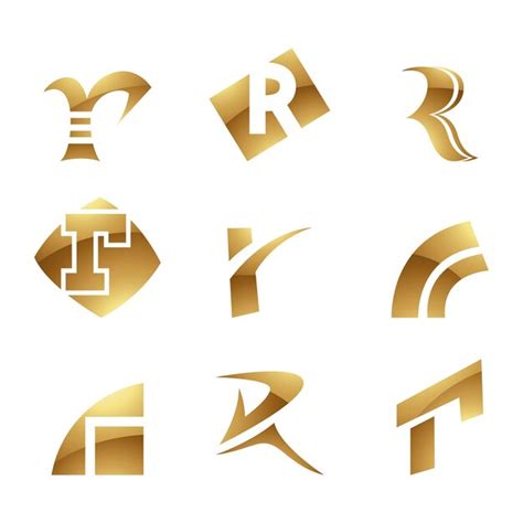 Iconos De Letra R Brillante Dorado Sobre Un Fondo Blanco Vector Premium