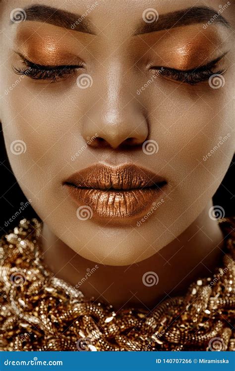 Gold Luxury Black Skin Woman African Ethnic Female Face Young African