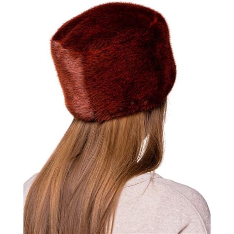 Womens Fur Hat Russian Cossack Made Of Faux Rabbit Fur Ginger