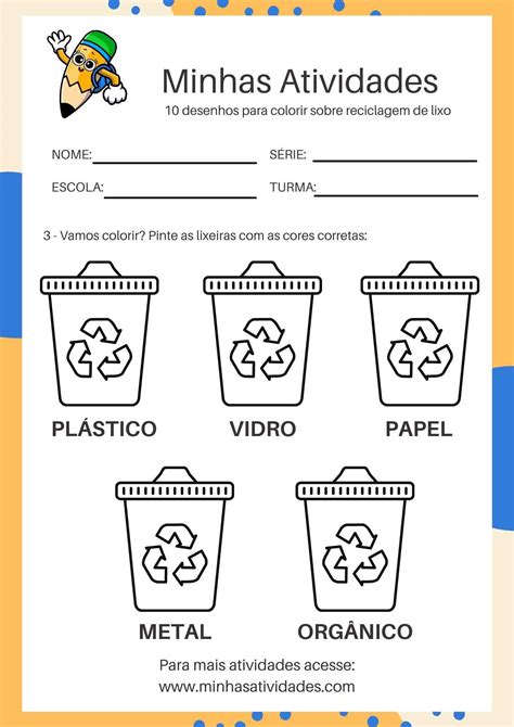 Caderno Atividades Para Colorir Sobre Reciclagem