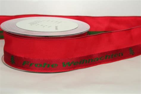 Geschenkband Frohe Weihnachten rot grün 40 mm breit Geschenkband