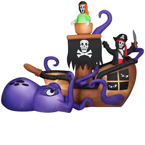 Ft Animated Airblown Inflatable Halloween Giant Pirate Ship Scene