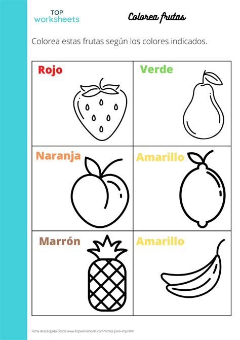 Colorea Las Frutas Ficha Para Imprimir Topworksheets