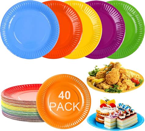 Ysfvnp Pcs Coloured Paper Plates Inch Paper Plates Party Plates