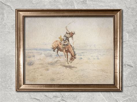 Vintage Rodeo Print Cowboy Painting Rustic Wall Decor Western Oil ...