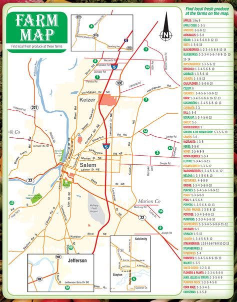 Salem area farm map | Oregon, Fresh produce, Map