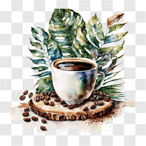 Descarga Pintura artística de café con vibraciones tropicales PNG En