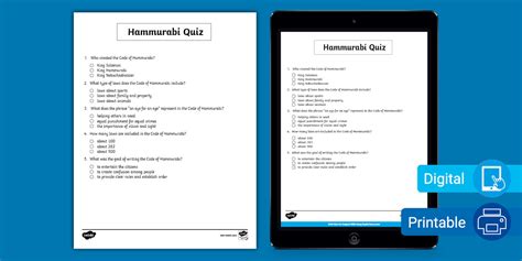 Sixth Grade Hammurabi Quiz Hecho Por Educadores Twinkl