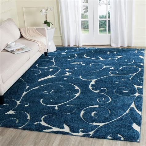 Safavieh Florida Shag Dark Blue Cream Ft X Ft Area Rug Sg