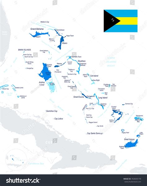 The Bahamas Map And Flag High Detailed Vector Royalty Free Stock