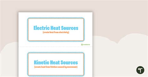 Heat Sources Sorting Activity Teach Starter