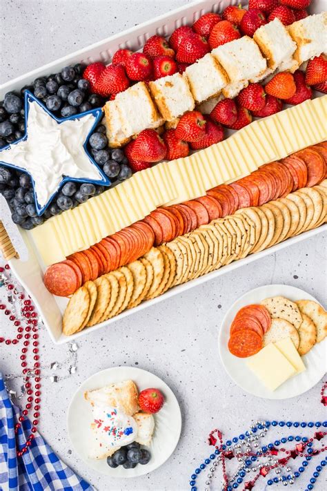 American Flag Patriotic Charcuterie Board In Fourth Of July Food