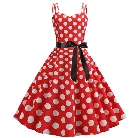 Ibtom Castle Women Vintage Polka Dots Spaghetti Strap Dress S